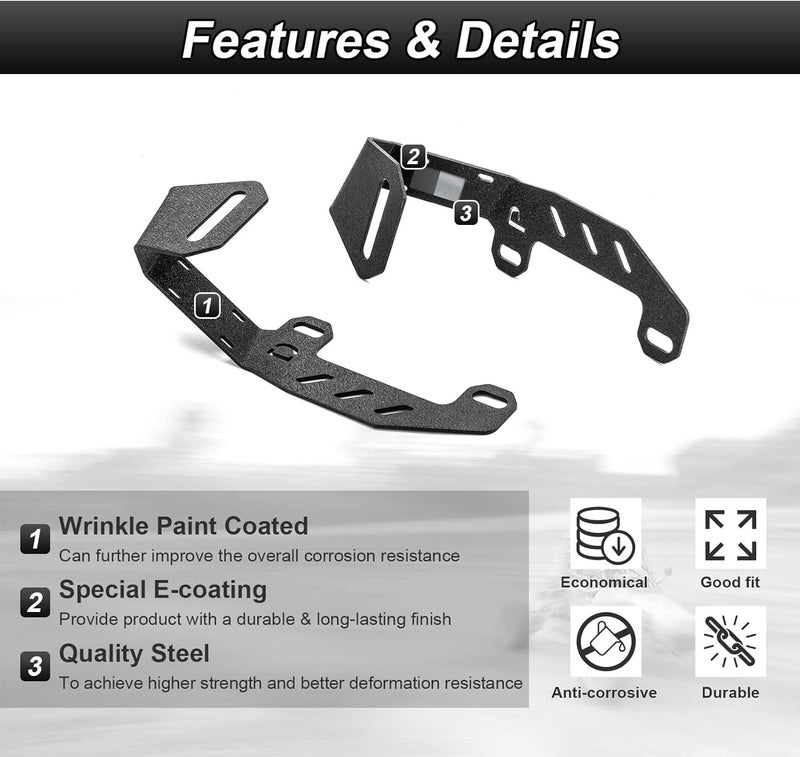 ROMELACK Hood Mount Brackets Ditch Light Pods Bracket Heavy Duty Steel Compatible with Chevy Silverado Fit GMC Sierra 1500 Models 2022-2024 - Image 2